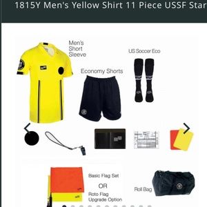 Soccer Referee Start Kit: Men's (Lg) Yellow, 11 Pc Official USSF kit +stopwatch
